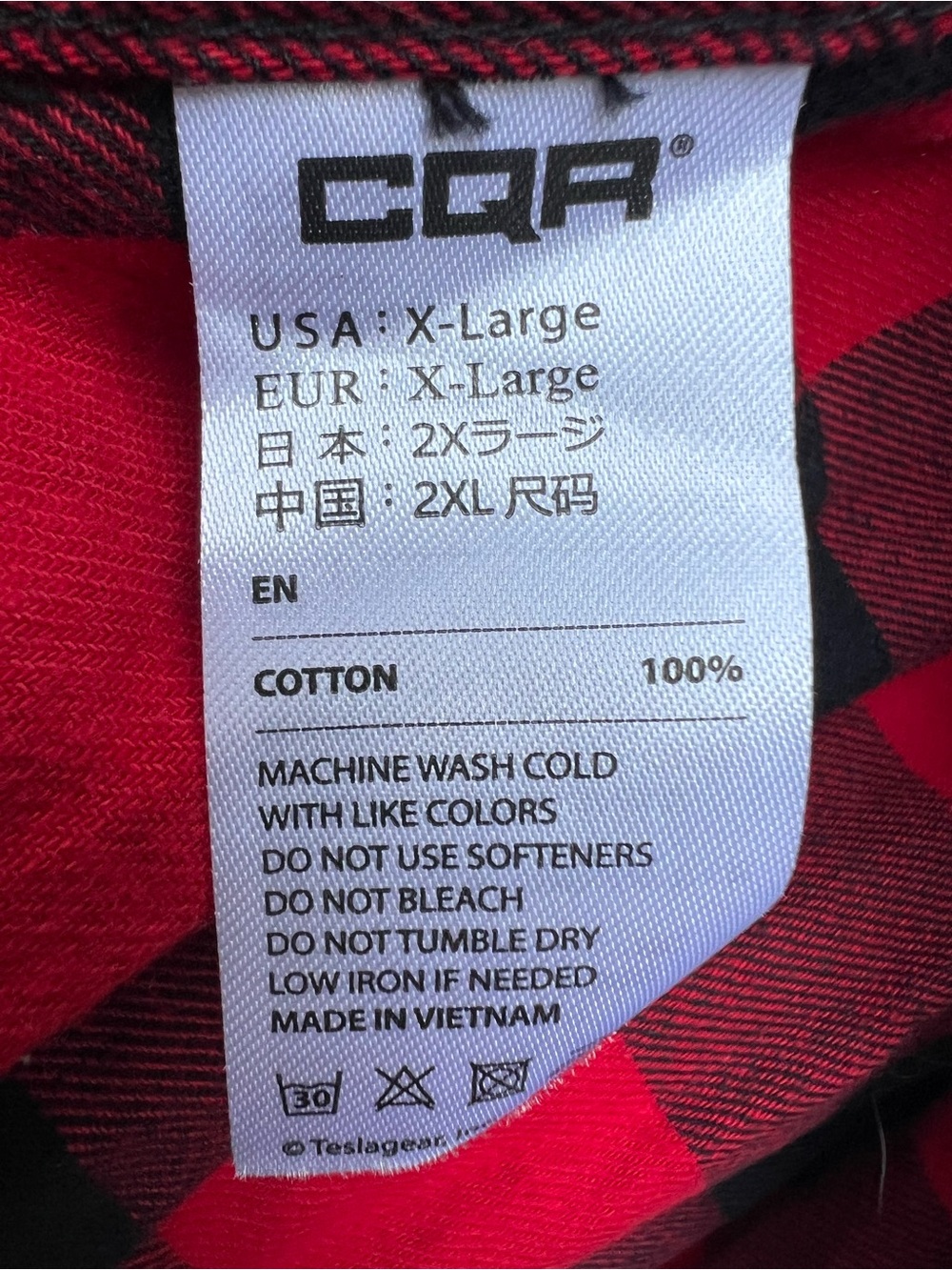 CQR Red Black Buffalo Check Flannel Long Sleeve Mens 2XL - Picture 7 of 10